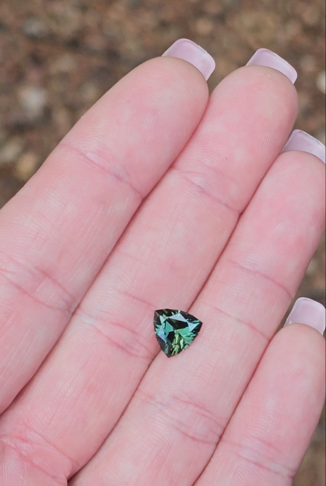 2.10ct  Trilliant Seafoam Green Parti Sapphire