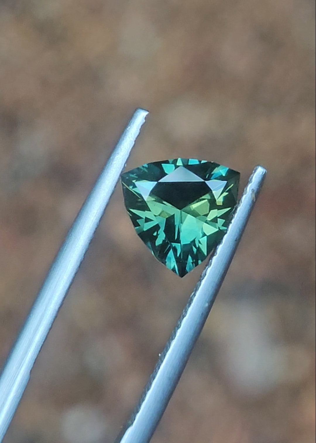 2.10ct  Trilliant Seafoam Green Parti Sapphire