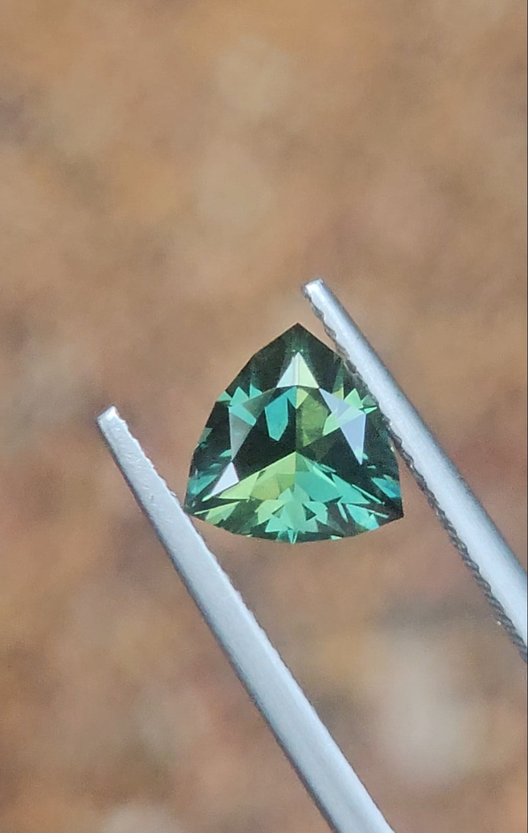 2.10ct  Trilliant Seafoam Green Parti Sapphire