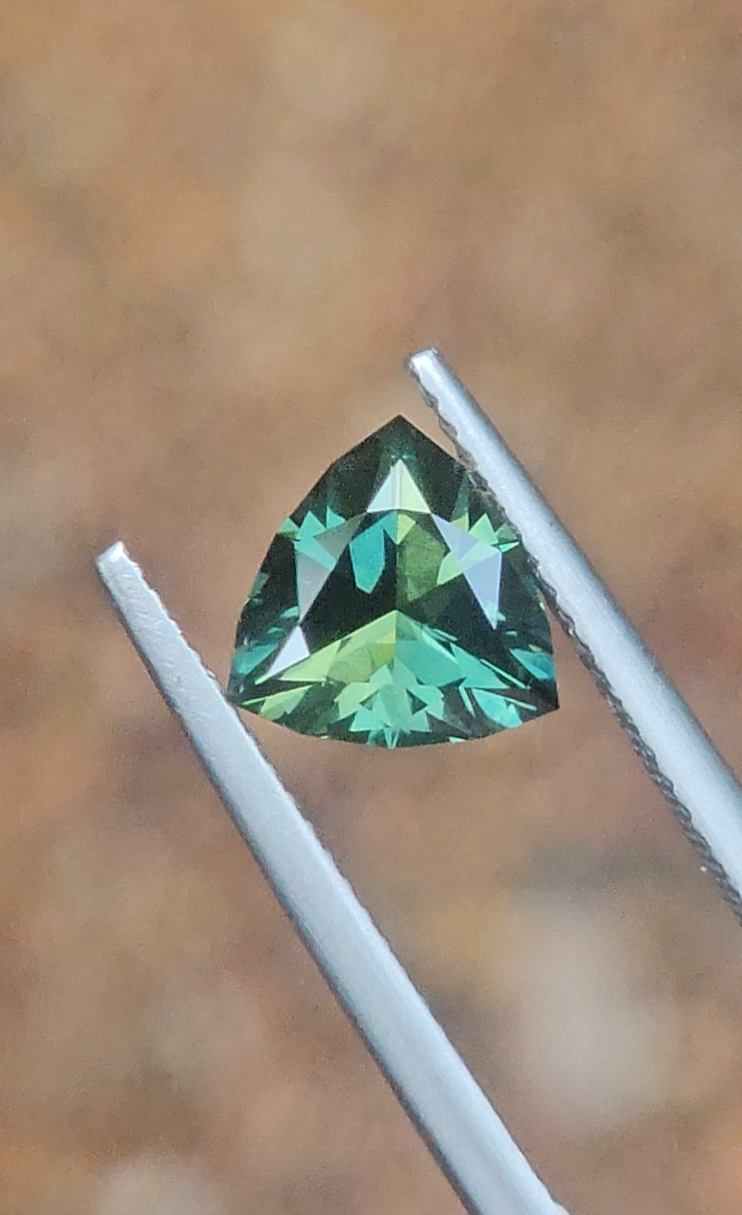 2.10ct  Trilliant Seafoam Green Parti Sapphire