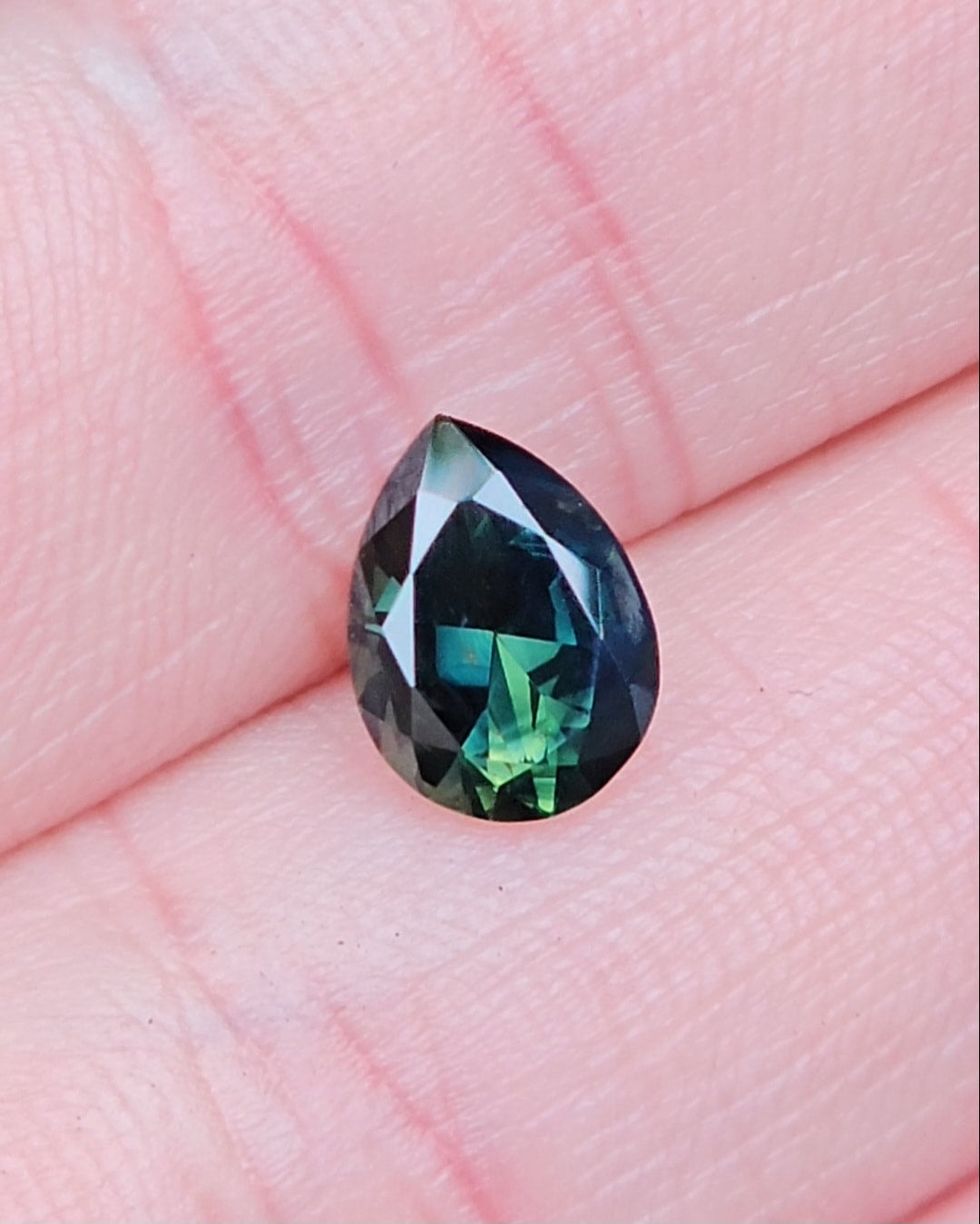 1.74ct Pear Deep Green Parti Sapphire