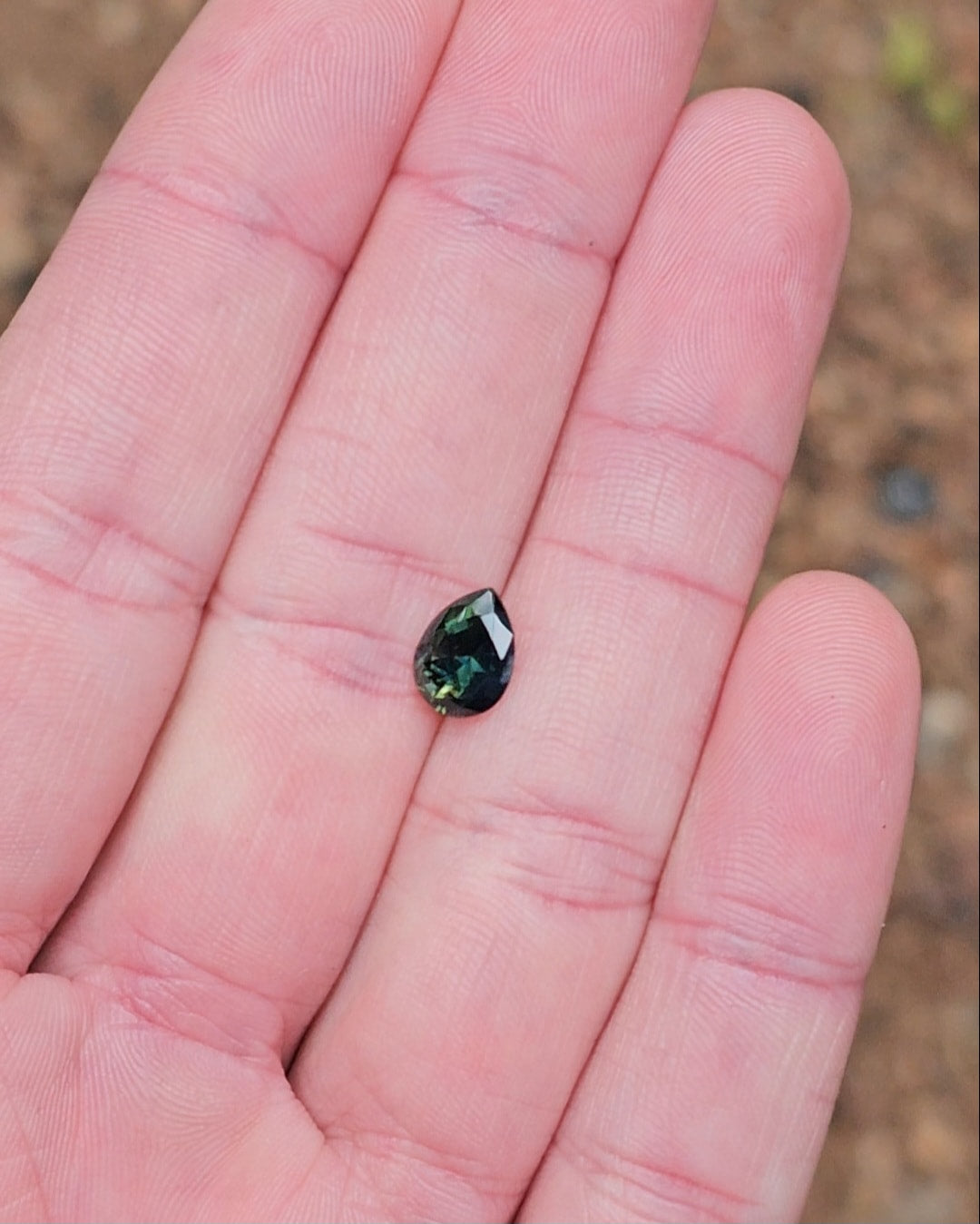 1.74ct Pear Deep Green Parti Sapphire