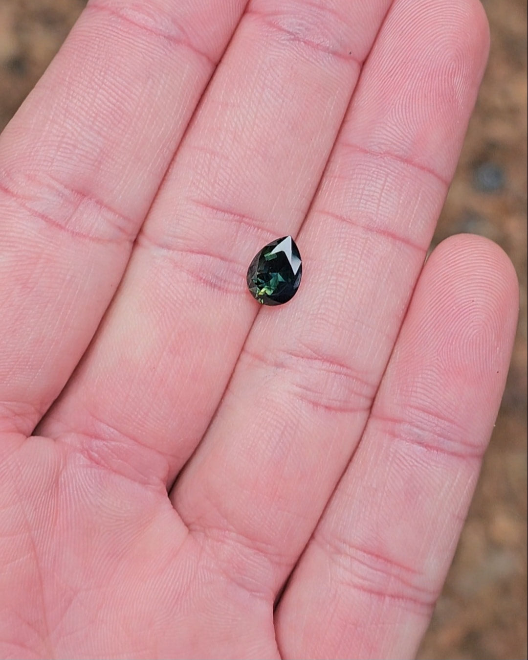 1.74ct Pear Deep Green Parti Sapphire