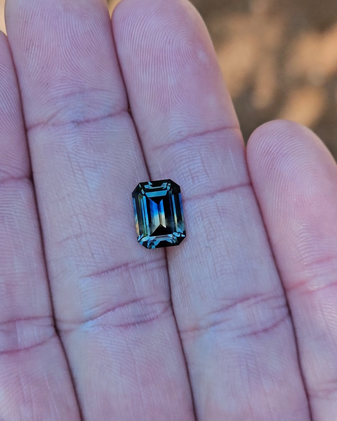 3.09ct Emerald Blue - Peach Parti Sapphire