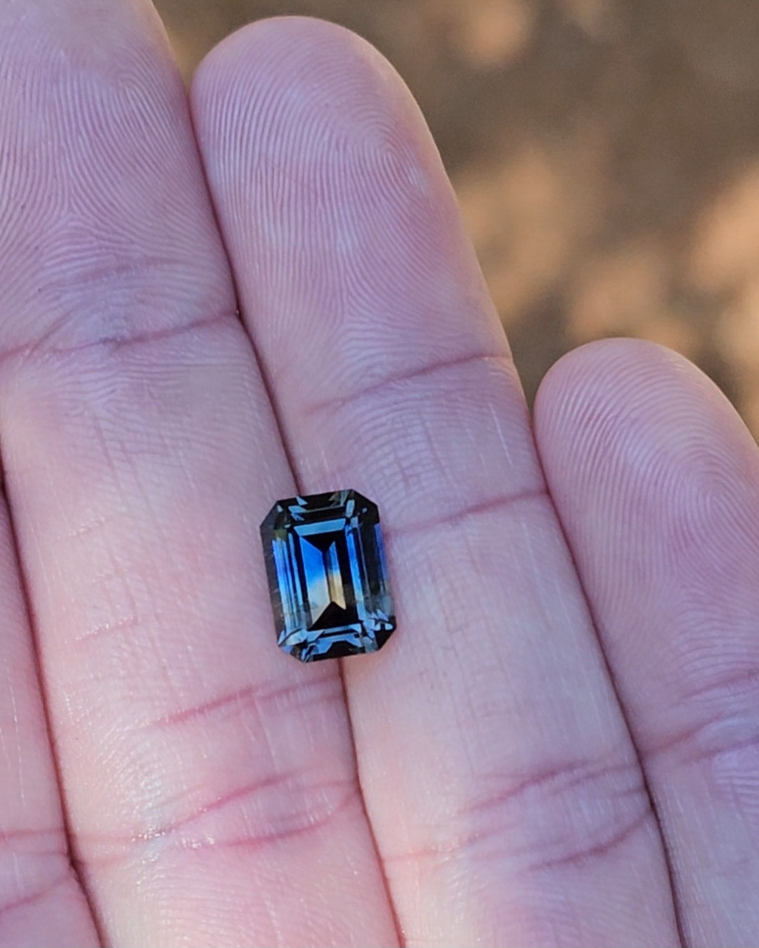 3.09ct Emerald Blue - Peach Parti Sapphire