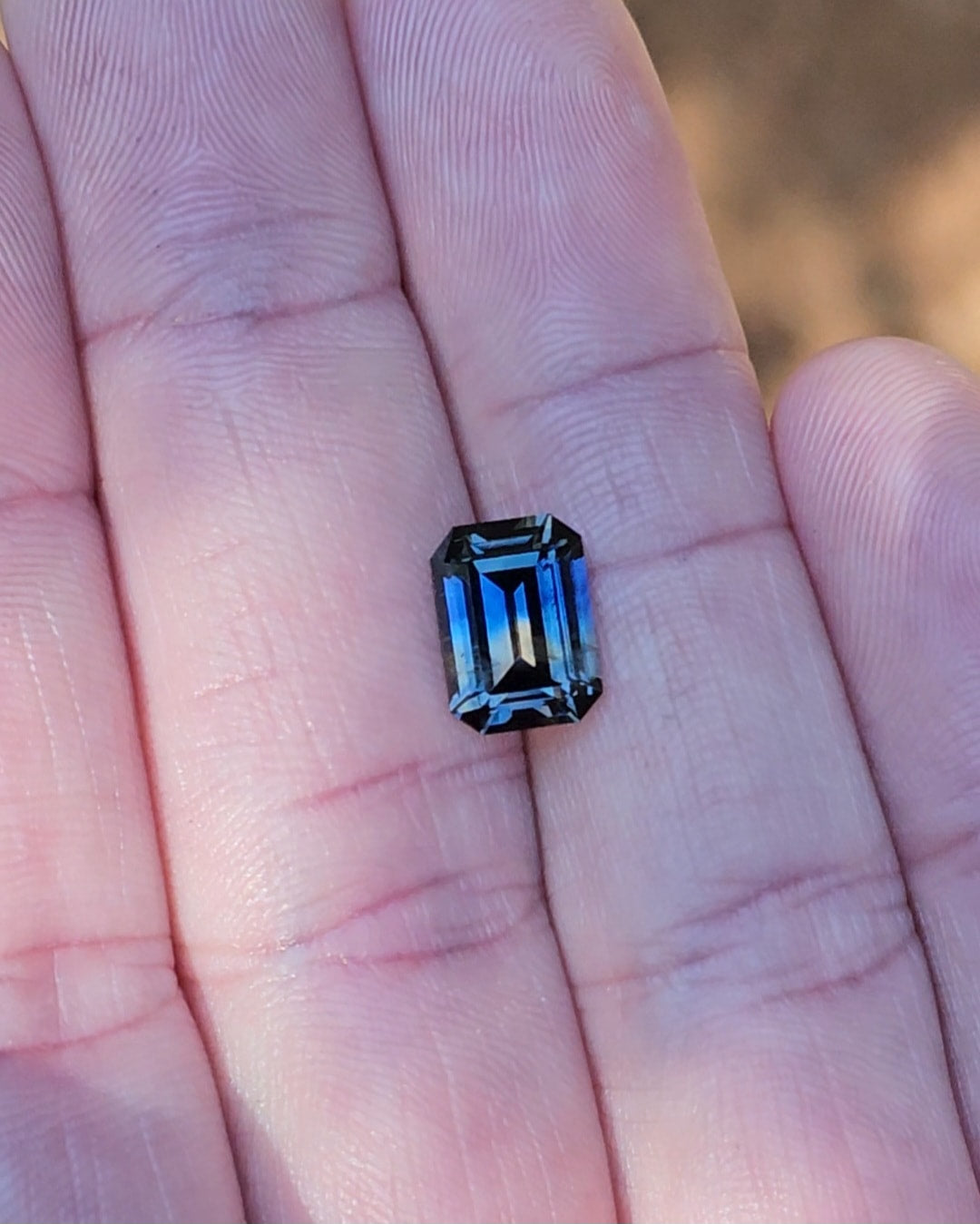 3.09ct Emerald Blue - Peach Parti Sapphire