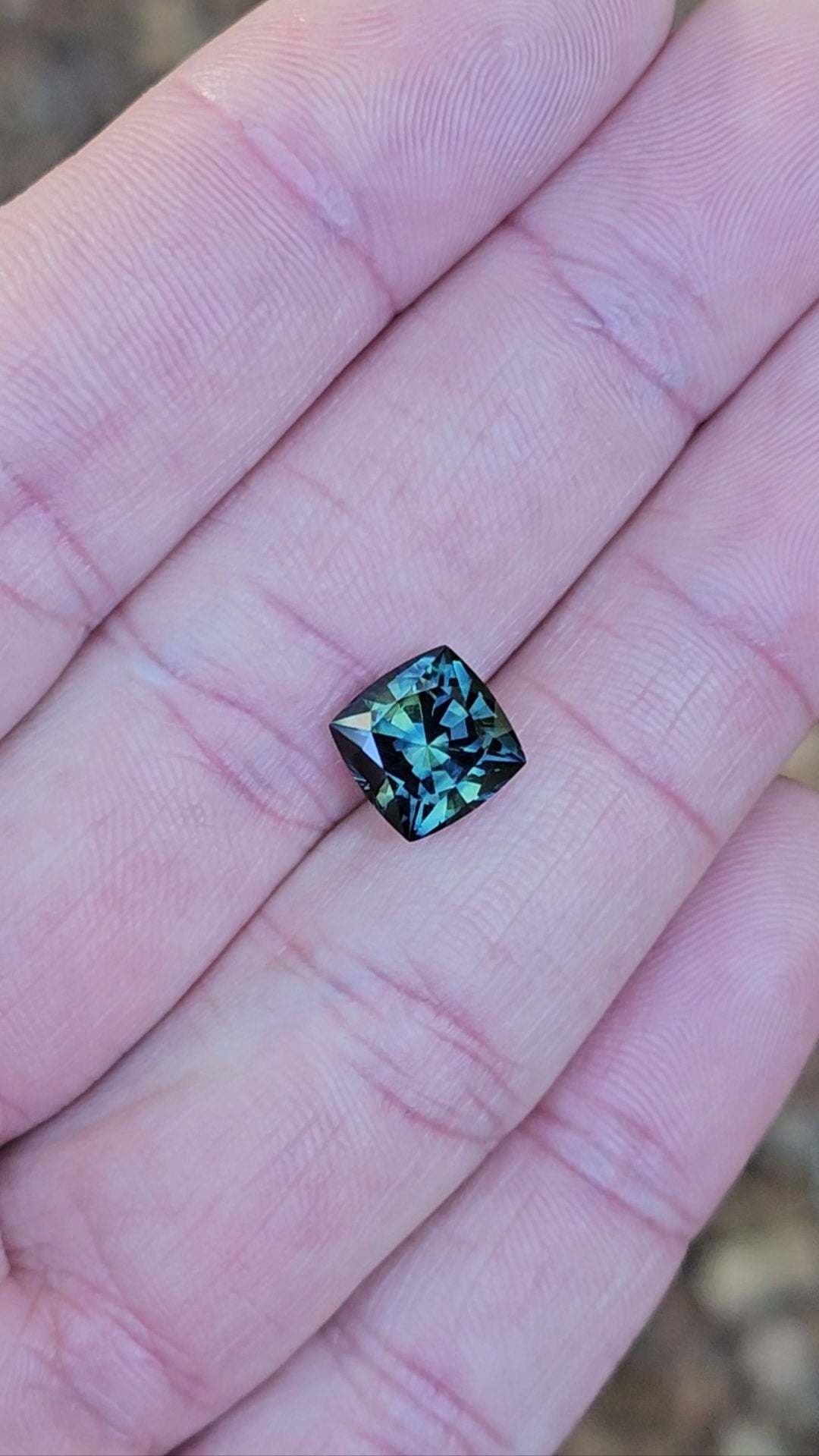 3.46ct Cushion Blue Parti Sapphire