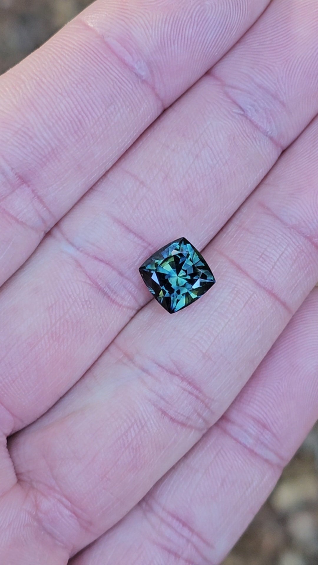 3.46ct Cushion Blue Parti Sapphire