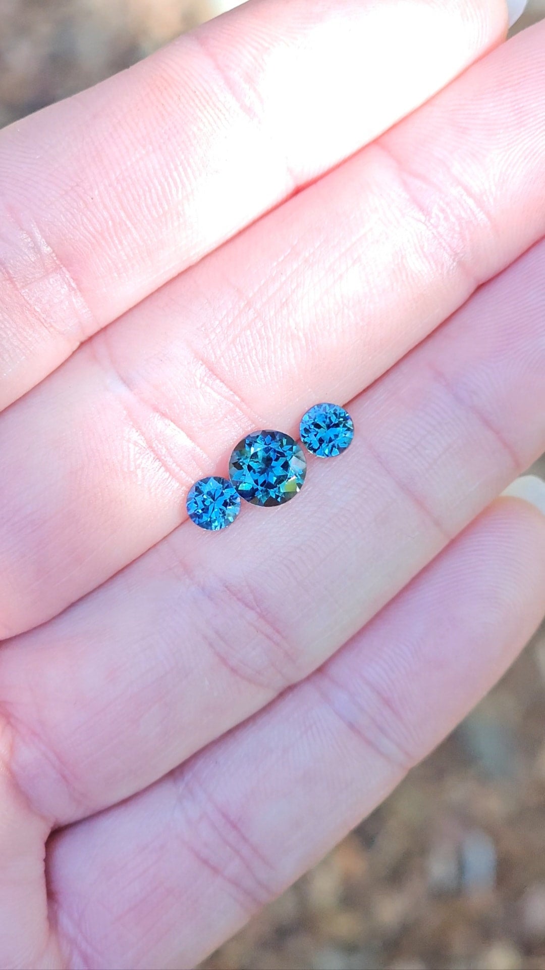 Round Blue Parti Sapphire Trilogy Set