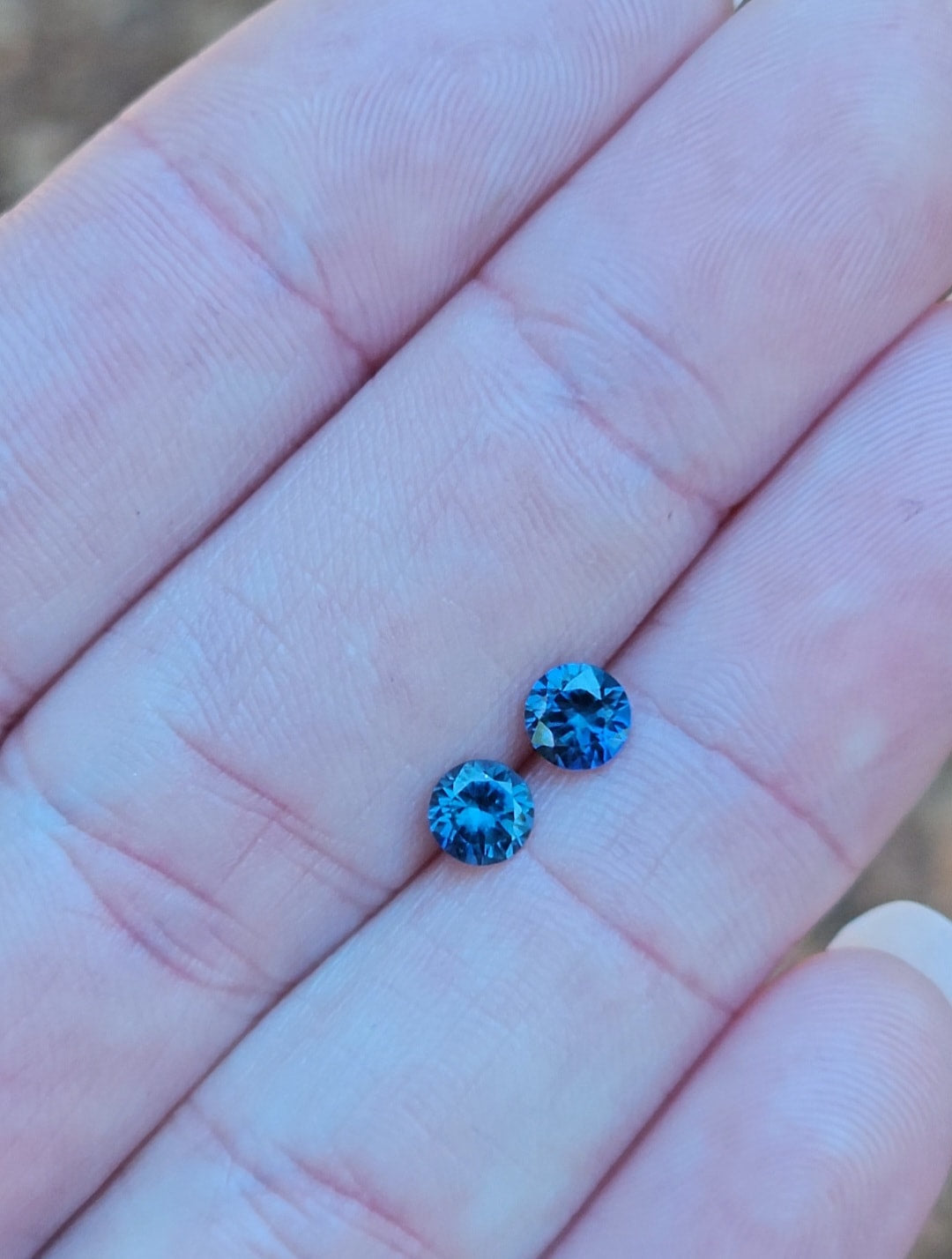 Pair of Round 4.5mm Blue Parti Sapphires