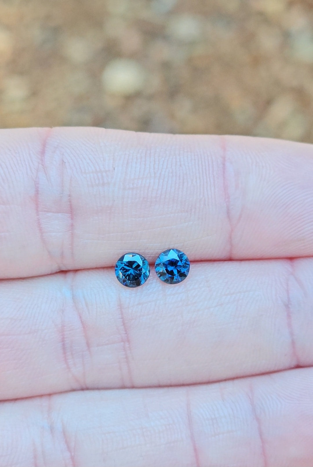 Pair of Round Blue Sapphires