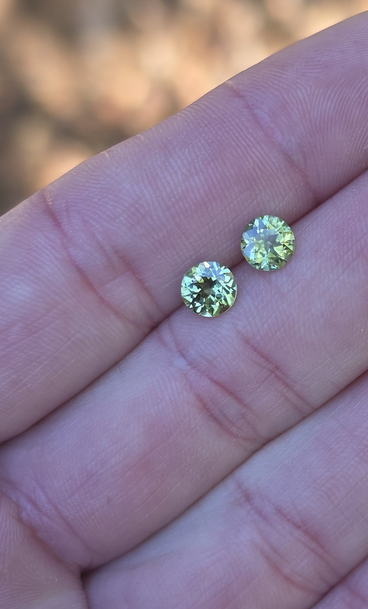 Pair of Round 5.8mm Green Sapphires