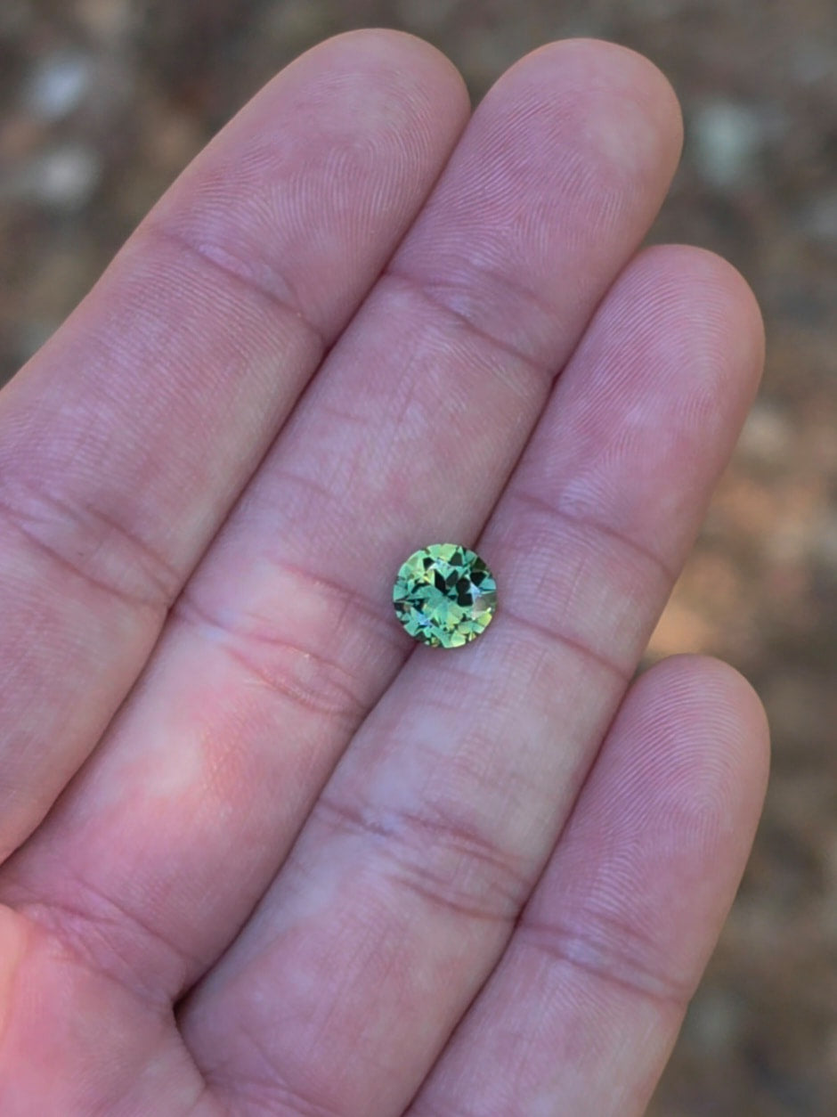 2.02ct Round Green Parti Sapphire
