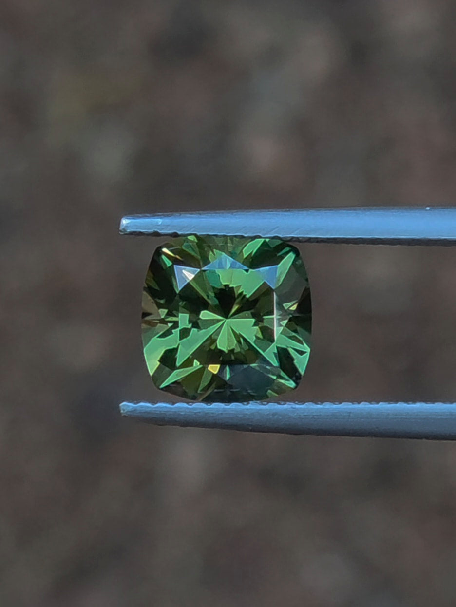 2.78ct Cushion Green Parti Sapphire