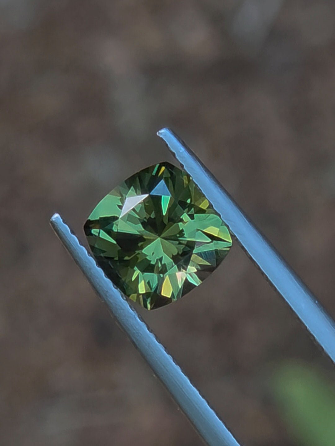 2.78ct Cushion Green Parti Sapphire