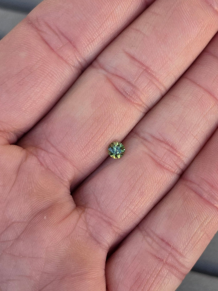 .35ct Round Green Parti Sapphire