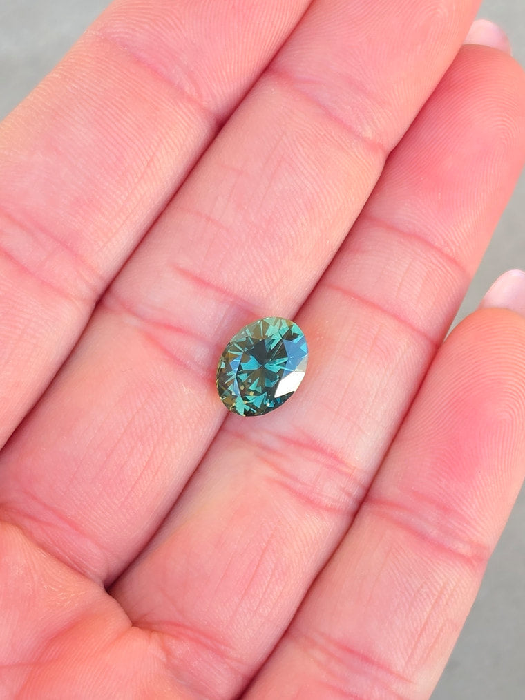 3.72ct Oval Teal Parti Sapphire