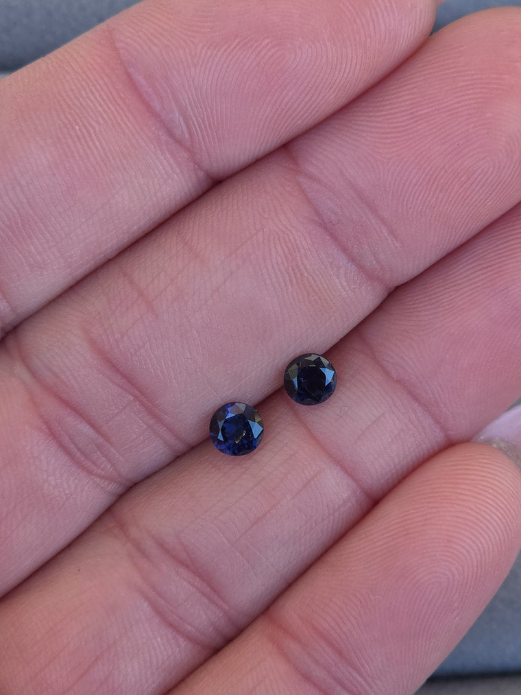 Pair of 4.5mm Round Blue Sapphires