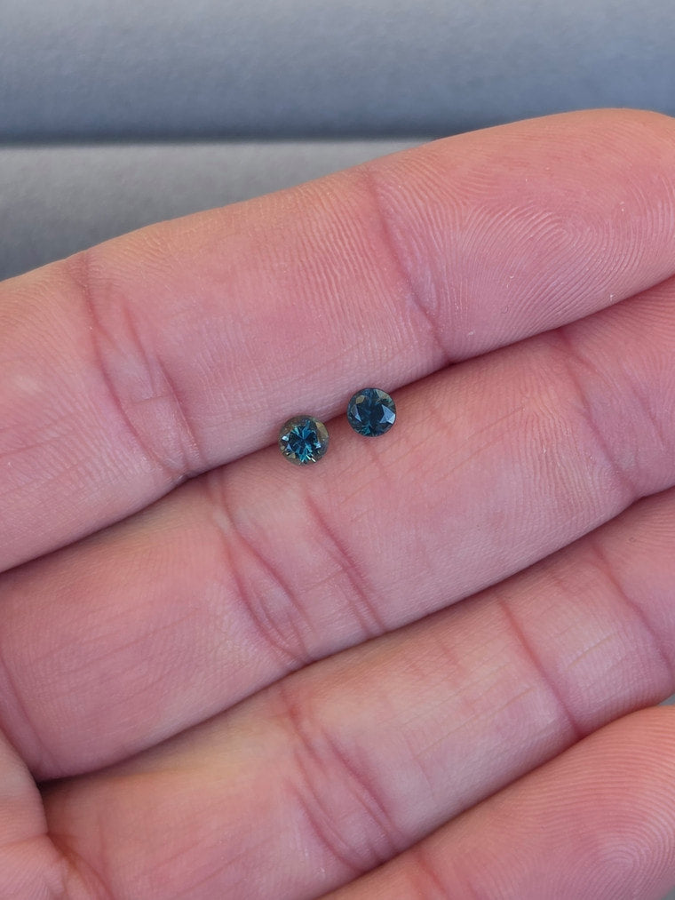 Pair of 3.8mm Round Blue Sapphires